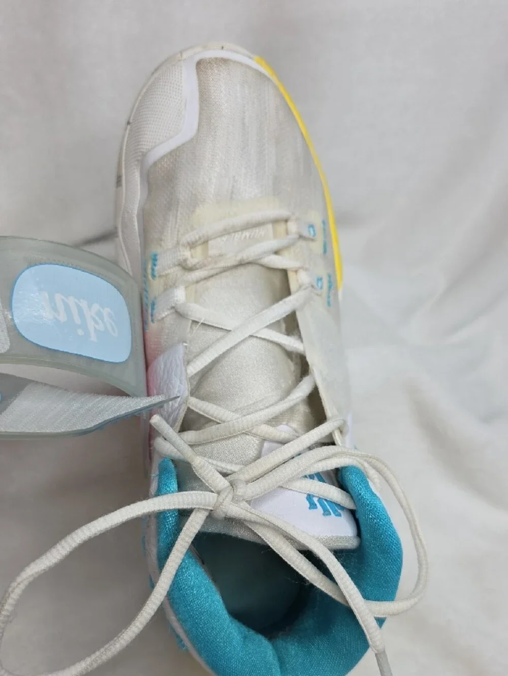 Nike Kids Kyrie 6 90 High-Top Basketball Sneakers - White/Yellow/Teal/Pink